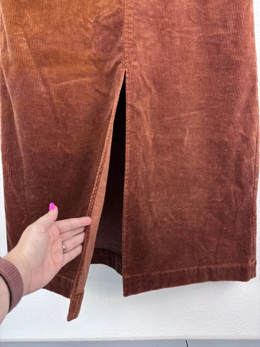 Loft women's 6 brown corduroy midi maxi skirt a-line fall casual Y2K modest